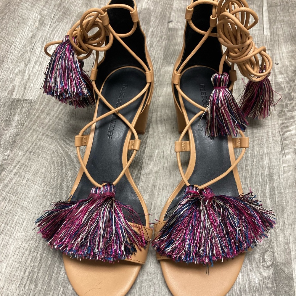 Rebecca Minkoff lace up tassel heels